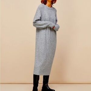 Whistles Dark Grey Marl Midi Length Knit Dress size M